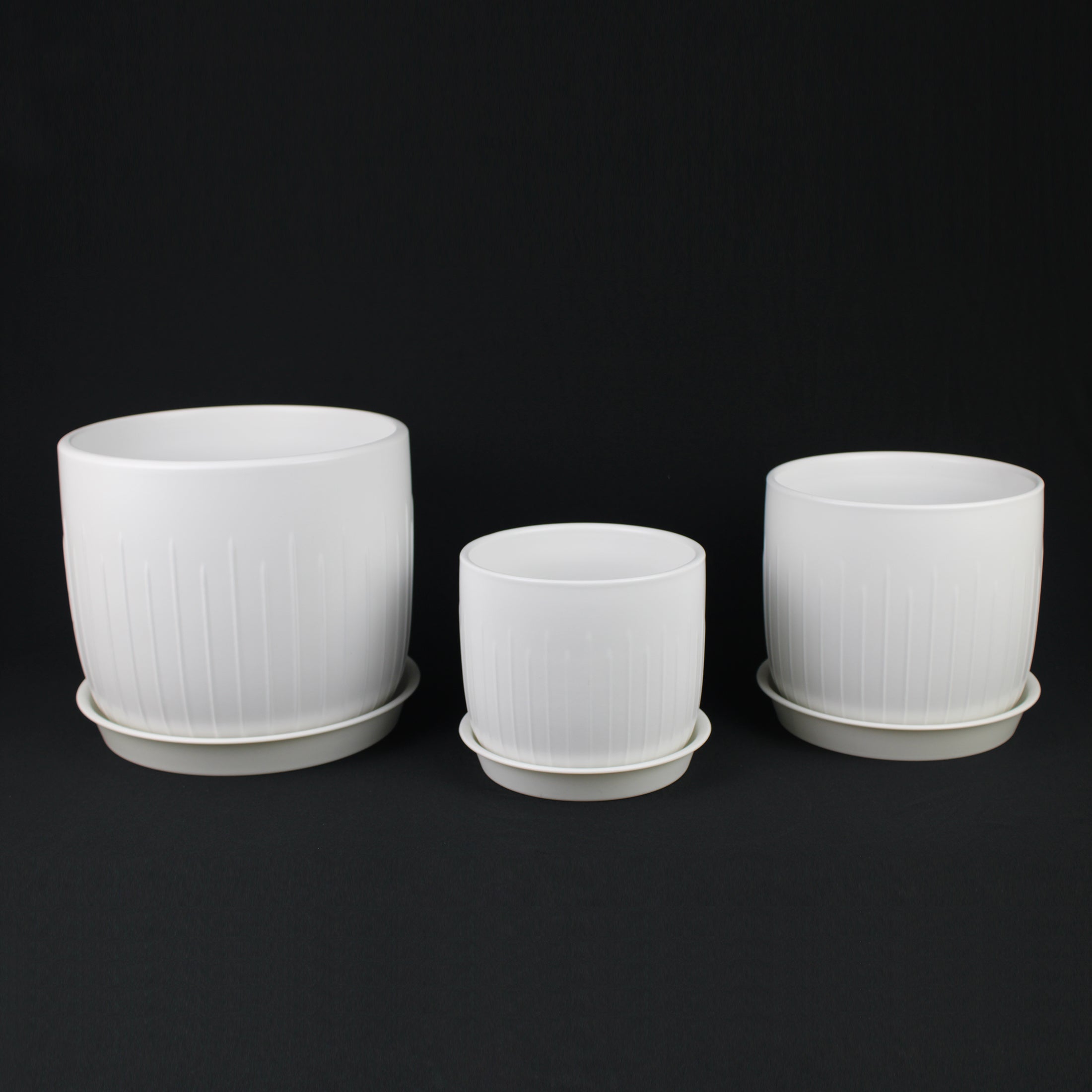 Groove Stoneware Planter Set of Three
