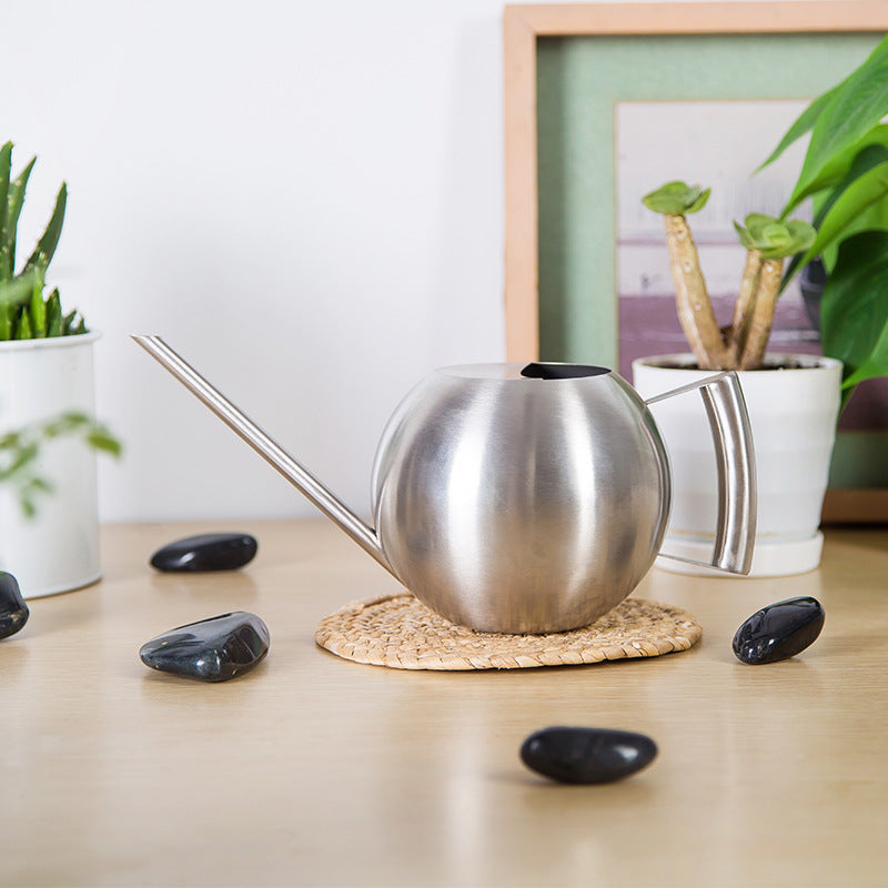 Modern Sphere Watering Can — Brushed Steel