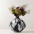 Aleksi Matte Black Patterned Glass Vase - Black/White - 14.95"H