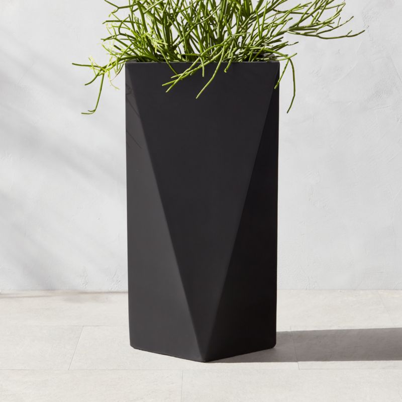 Angular Black and White Cement Outdoor Planters - Black - Large 31"H