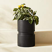 Argo Round Black Cement Indoor/Outdoor Planters - XL 17.25"H