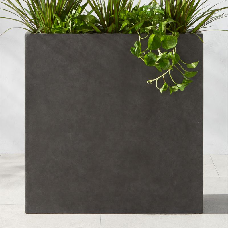 Ash Cement Outdoor Planters - Dark Grey - XL 31.5"H Rectangular - Set of 2