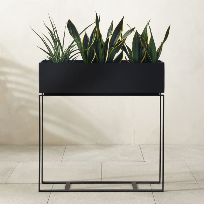 Baros Black Metal Outdoor Raised Planters - Black - XL 30"H