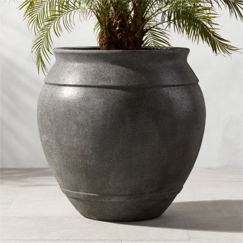 Belly Round Resin Indoor/Outdoor XL Planter 33.5"H - Charcoal Grey - XL 33.5"H
