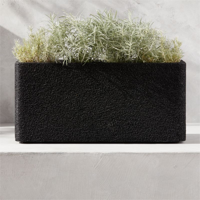Boka Rectangular Resin Indoor/Outdoor Large Planter 15"H - Black - Large 14.96"H