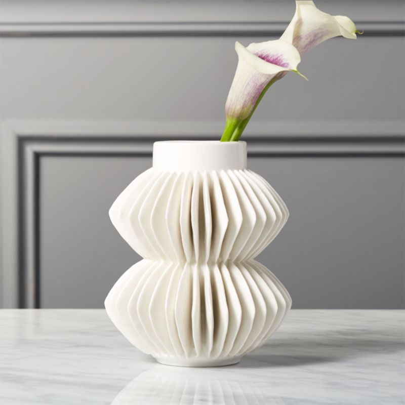 Celia White Porcelain Vase - 5.75"H