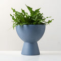 Claudia Blue Cement Indoor/Outdoor Pedestal Planter Bowls - Blue - Small 13.25"H