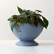 Claudia Blue Cement Indoor/Outdoor Pedestal Planter Bowls - Small 8"H