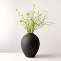 Cusco Textured Black Terracotta Vase Wide - Black - Tall