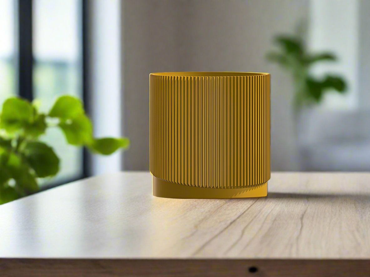 Wave Ribbed Planter with Saucer