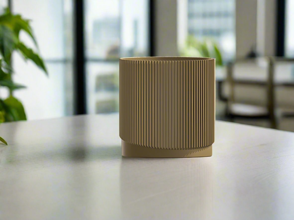 Wave Ribbed Planter with Saucer