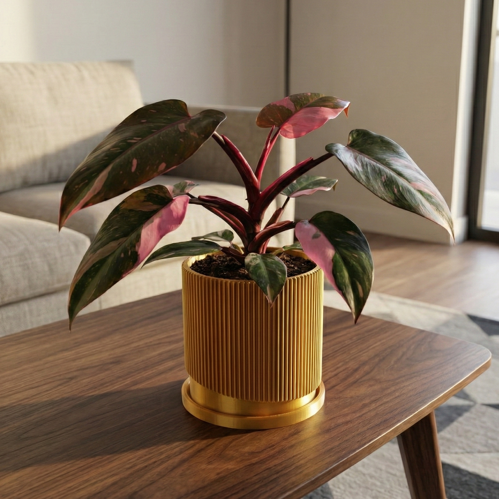 Wave Ribbed Planter with Saucer