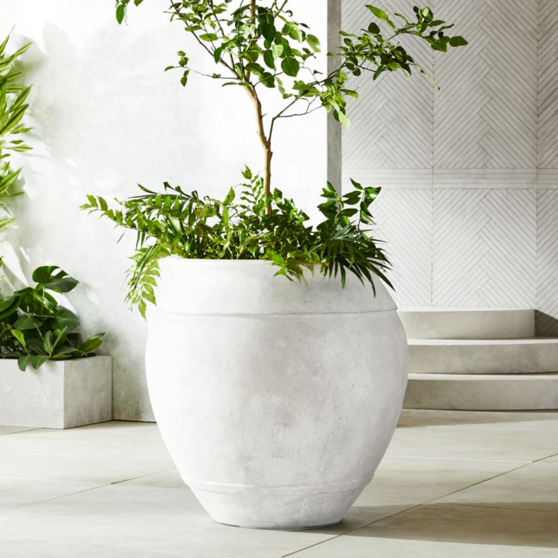 Belly Round Resin Indoor/Outdoor XL Planter 33.5"H - White - XL 33.5"H