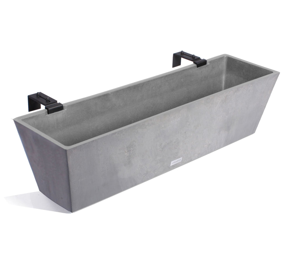 All Weather Eco Hevea Window Box W/Brackets Planter, Charcoal - 36"