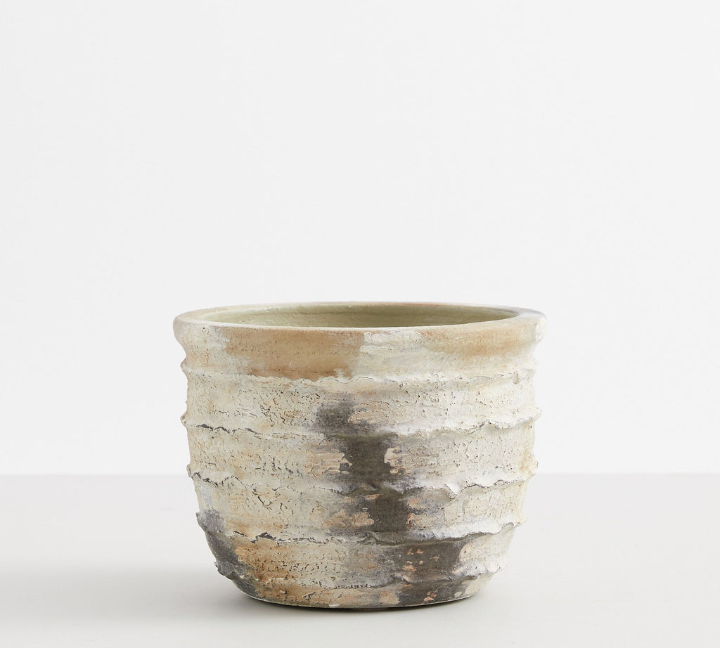 Artisan Hand Painted Terracotta Planter- 7.75" Dia.