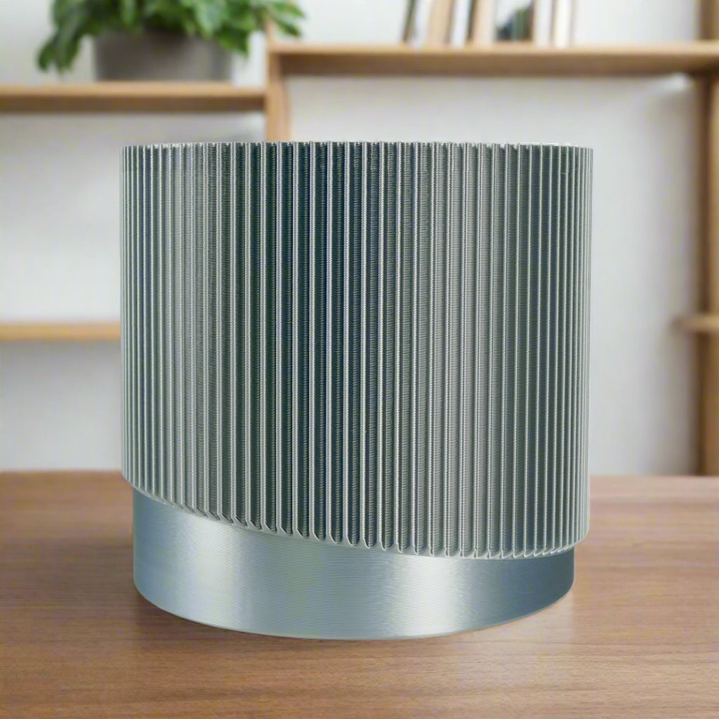 Wave Ribbed Planter with Saucer