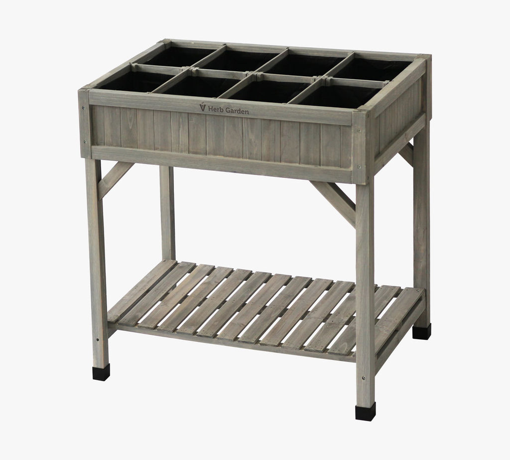 Cedar 8-Pocket Custom Herb Garden Bed, 32"L x 23"W, Gray