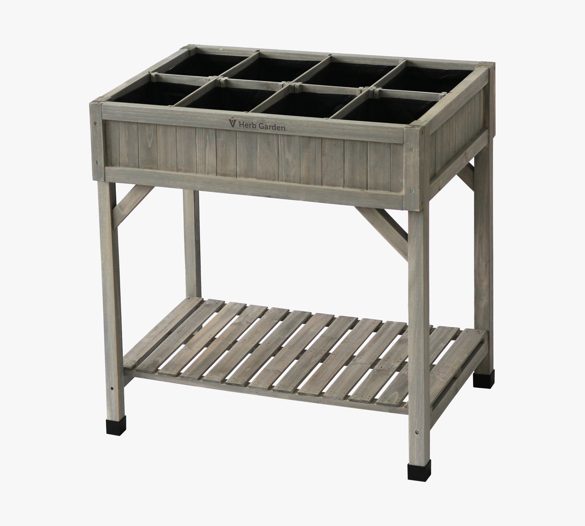 Cedar 8-Pocket Custom Herb Garden Bed, 32"L x 23"W, Gray