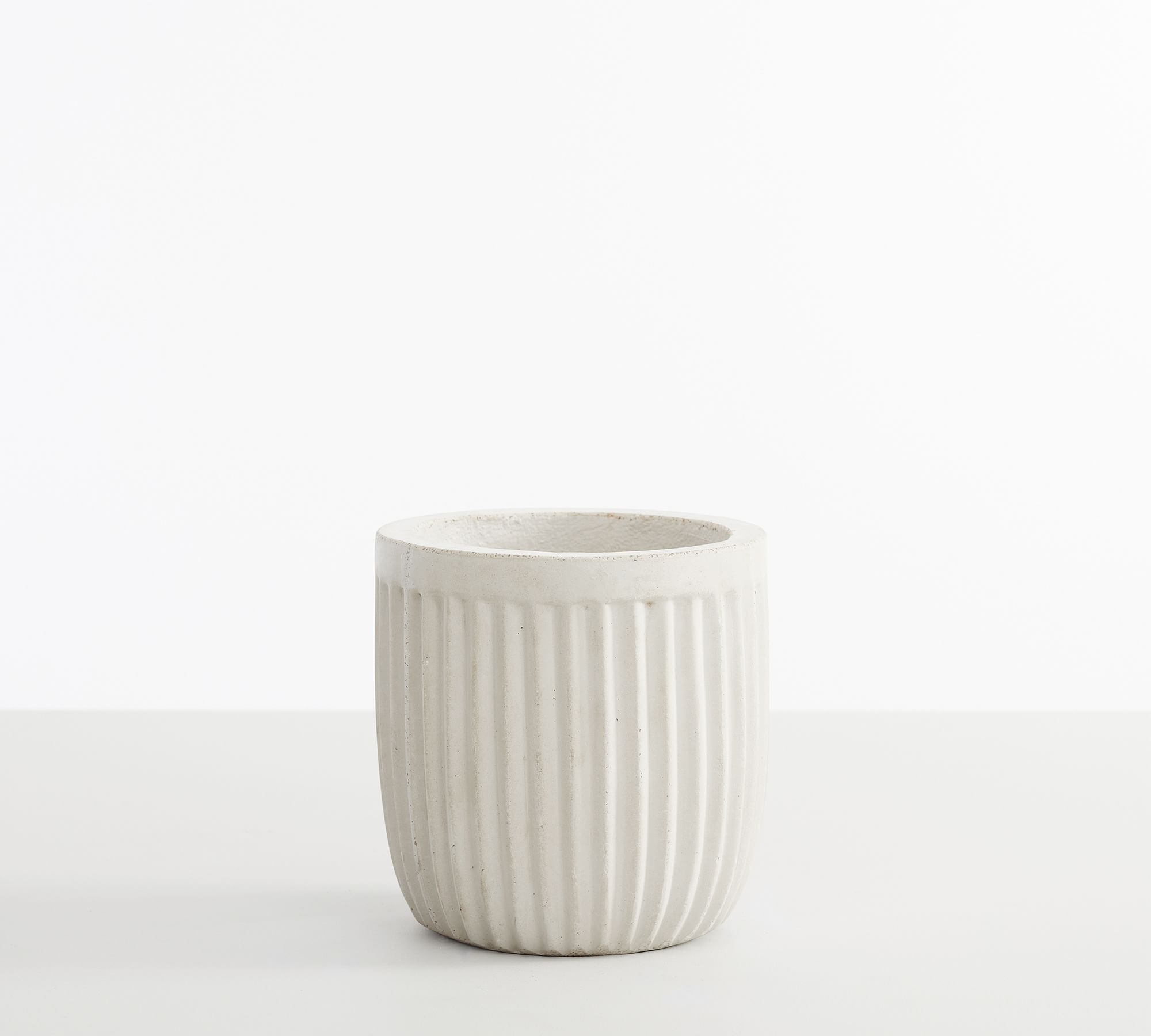 Concrete Fluted Planter, Chalk, 6.69" Diam. x 6.69" H