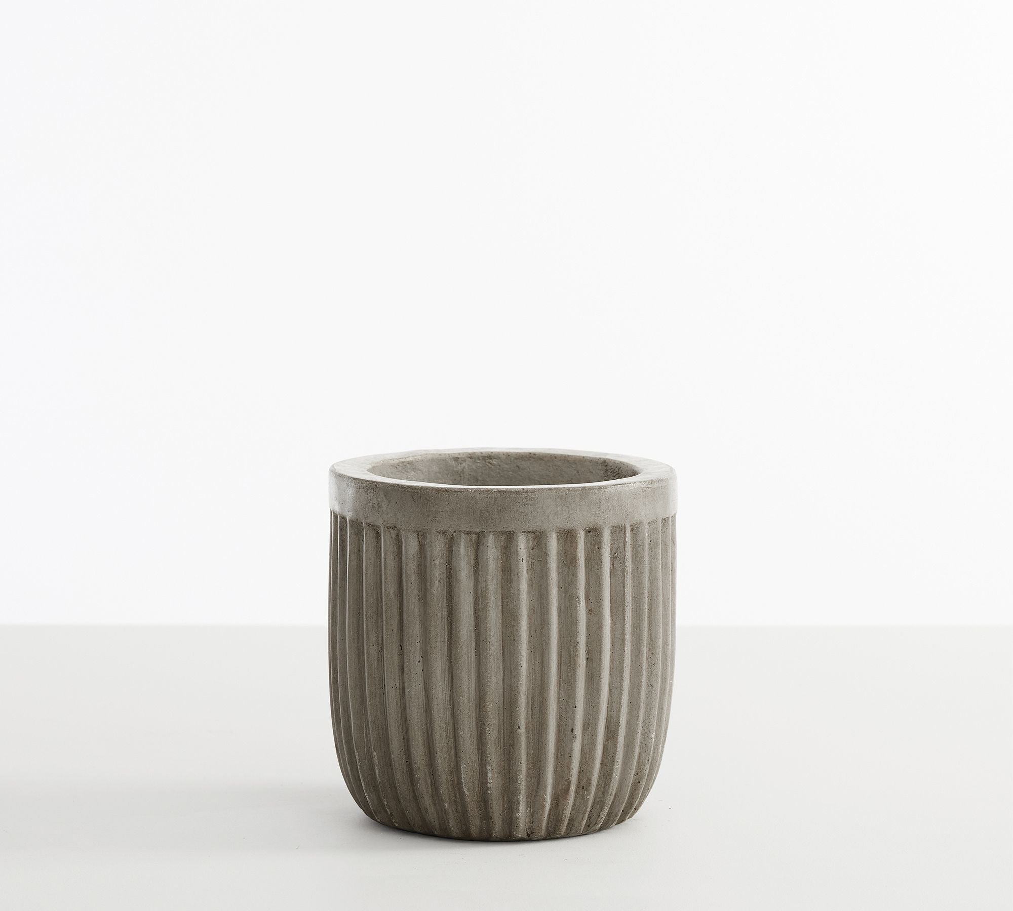 Concrete Fluted Planter, Grey, 6.69" Diam. x 6.69" H