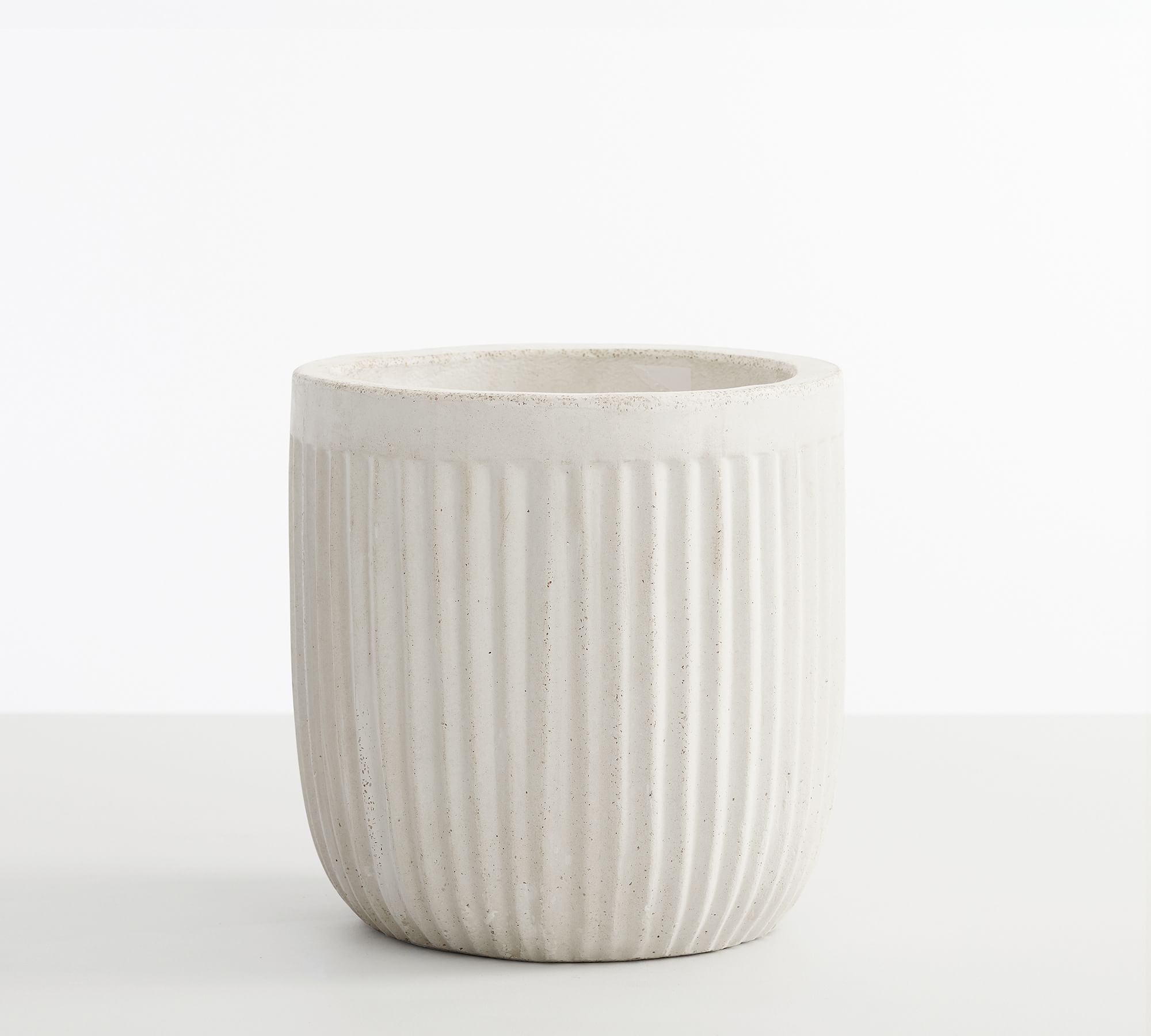 Concrete Fluted Planter, Chalk, 9.45" Diam. x 9.45" H