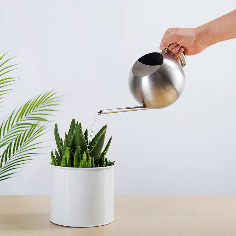 Modern Sphere Watering Can — Brushed Steel