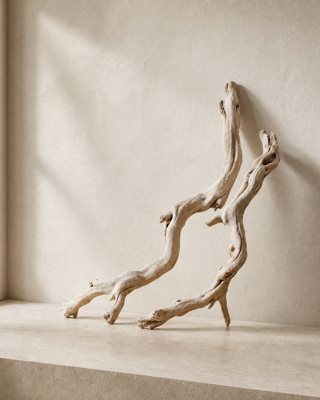 Driftwood Accent Branches in warm architectural studio light