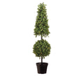 Faux Boxwood Double Ball Topiary With LED Lights, 37"