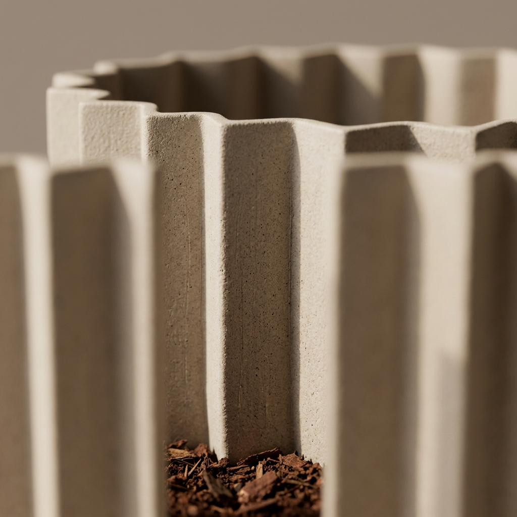 Wrap Planter ribbed ceramic texture detail