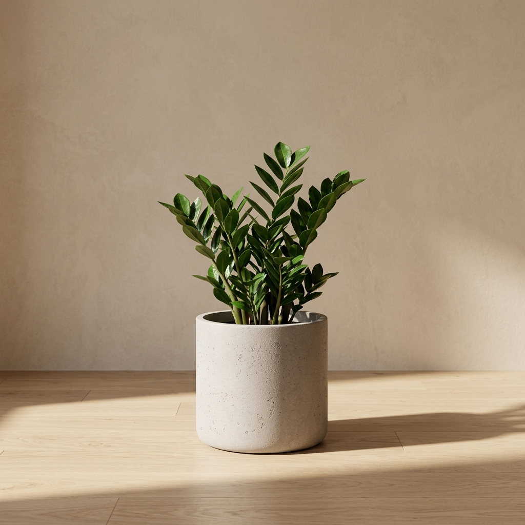 Agnes Planter 45-degree angle with zz plant
