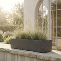 CONCEPT IMAGERY — Mesa Grand Trough concept, long GFRC trough planter in graphite