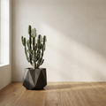 CONCEPT IMAGERY — Fold Angular Vessel concept, faceted folded-geometry concrete vessel in graphite