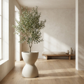 CONCEPT IMAGERY — Aurel Hourglass Vessel concept, sculptural hourglass fiberstone planter in bone