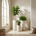 CONCEPT IMAGERY — Triad Column Set concept, three limestone white fiberglass columns at staggered heights