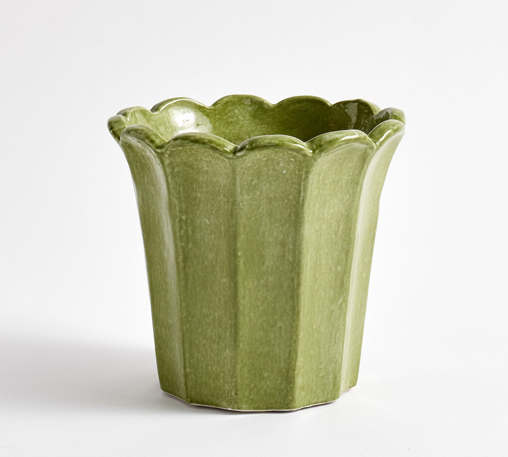 Fluted Tulip Cachepot, Medium - Green