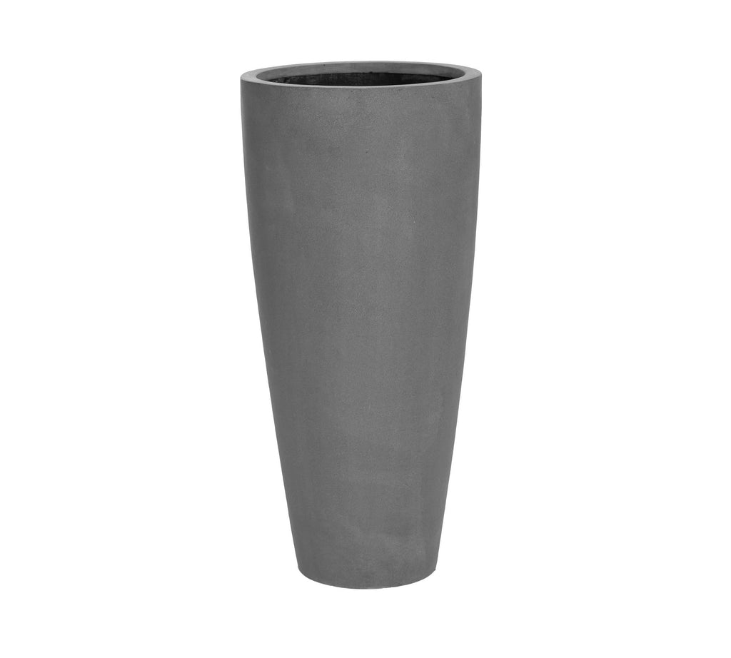 Lightweight Handcrafted Fiberstone Tall Taper Cylinder Indoor/Outdoor Planter, 32” - Gray