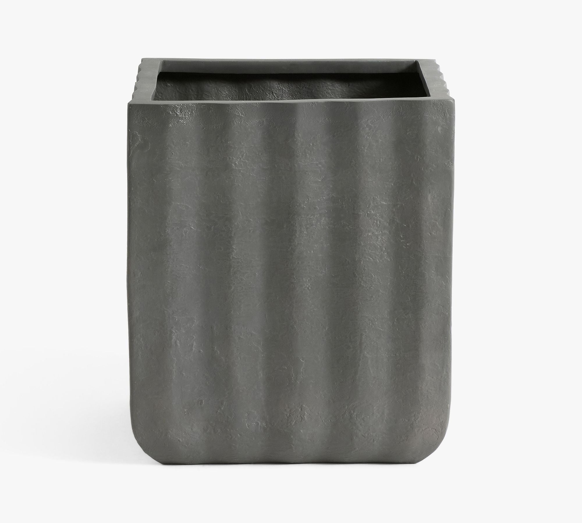 Modern Fluted Square Planter, Large - Rustic Black