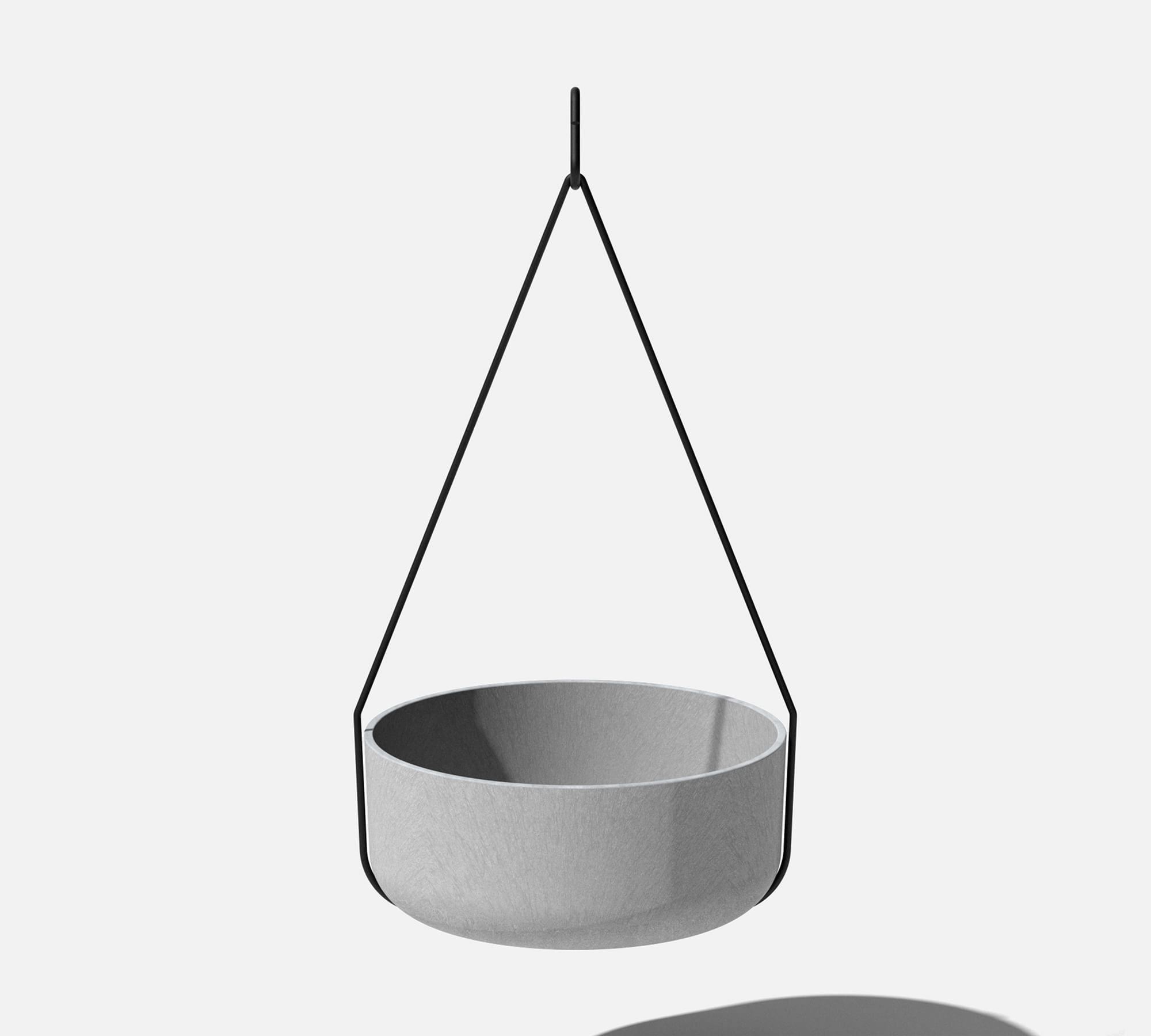 All Weather Eco Hevea Hanging Bowl Planter, Gray