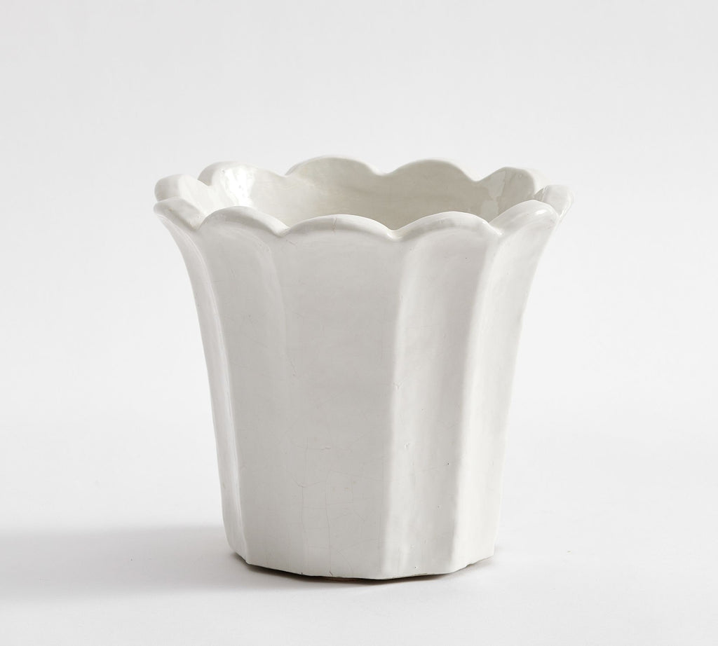 Fluted Tulip Cachepot, Small - White