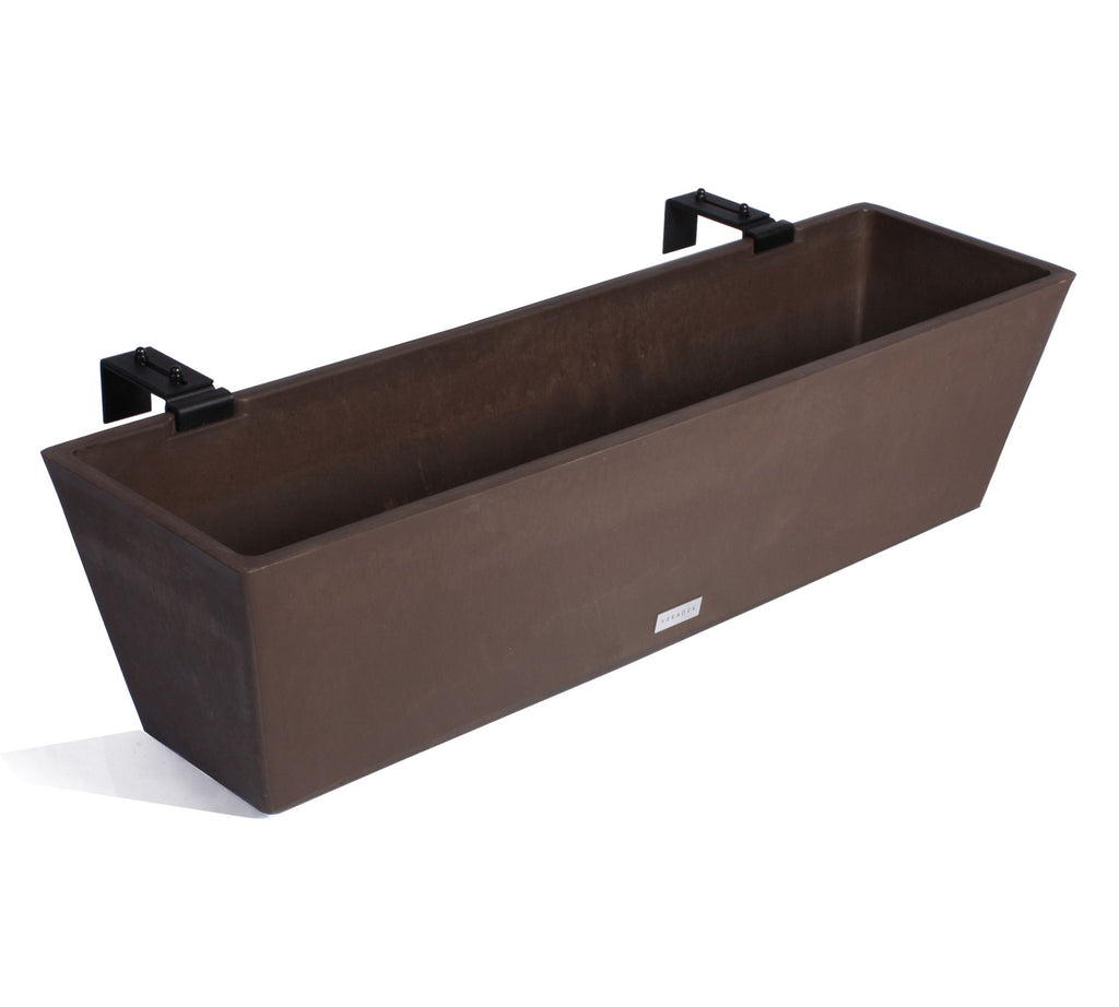 All Weather Eco Hevea Window Box W/Brackets Planter, Espresso - 36"
