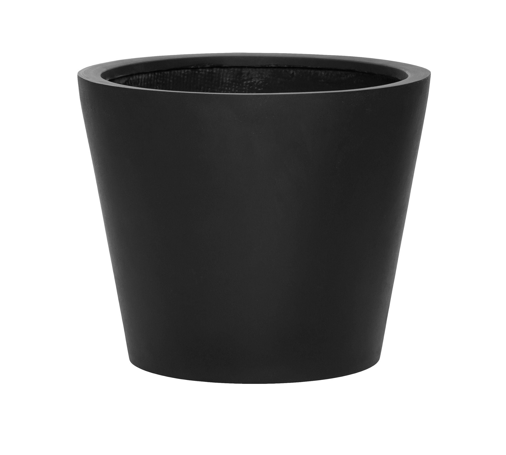 Handcrafted Lightweight Fiber Stone Tapered Cylinder Planter, 16" – Black