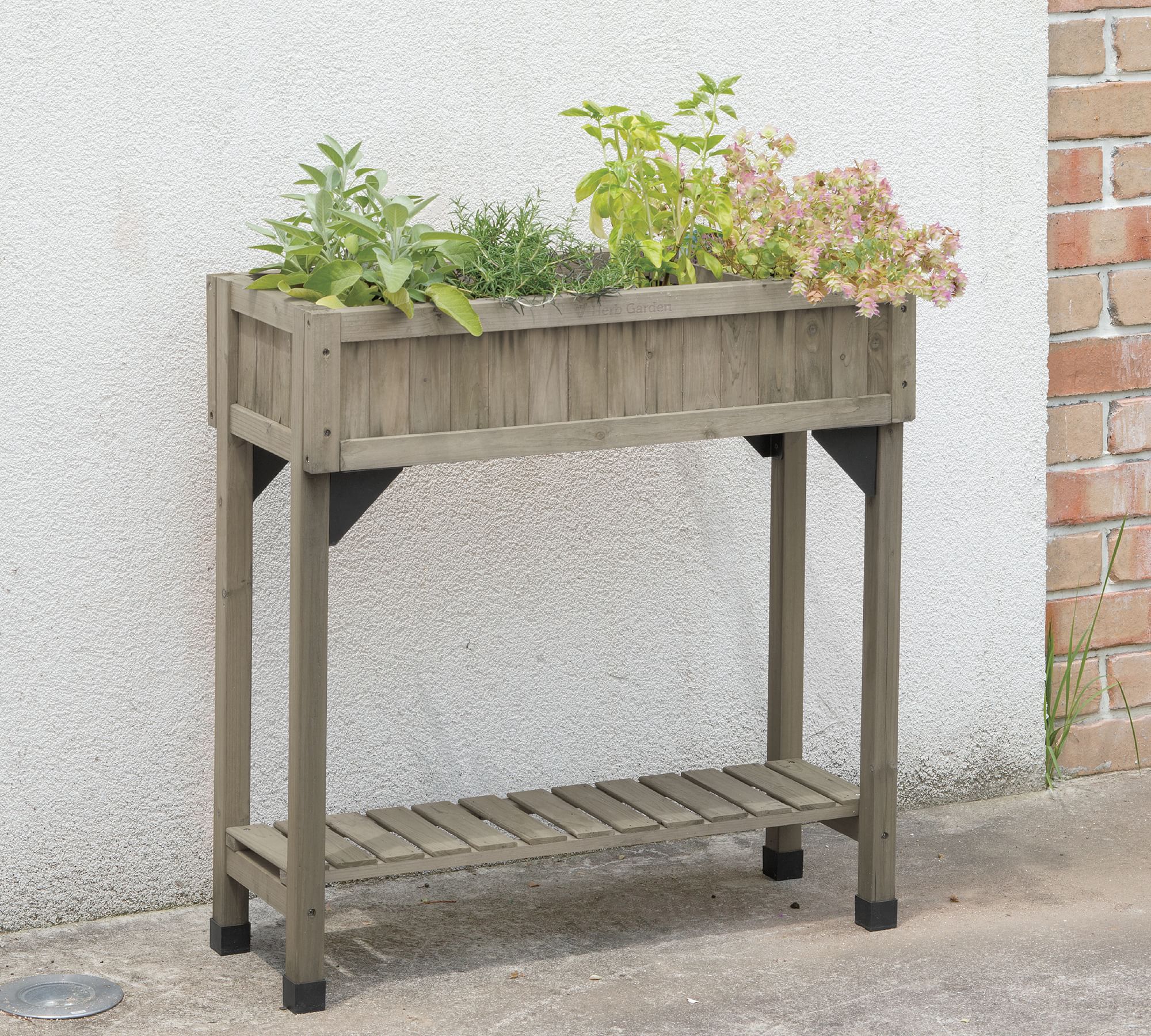 Cedar 8-Pocket Narrow Herb Garden Bed, 32"L x 30"L, Gray