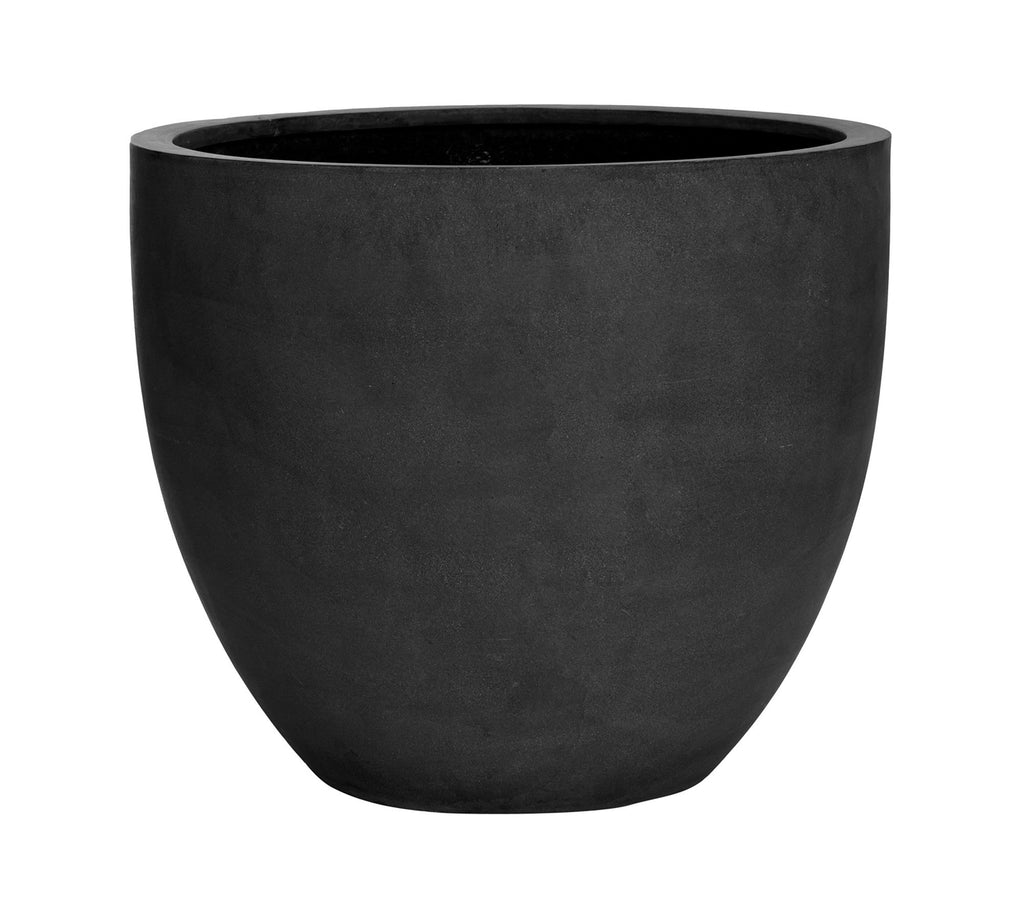 Palma Short Lightweight Handcrafted Fiberstone Indoor/Outdoor Planter, 24"x 27" - Black