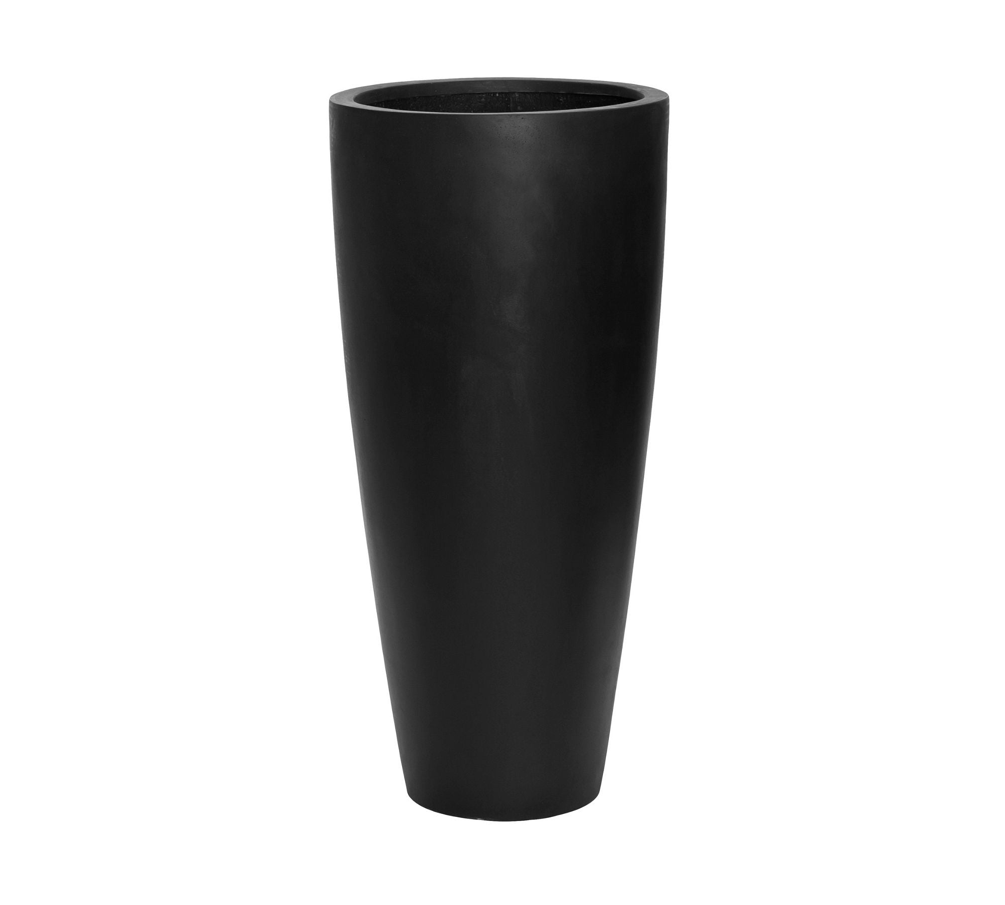 Lightweight Handcrafted Fiberstone Tall Taper Cylinder Indoor/Outdoor Planter, 32” - Black