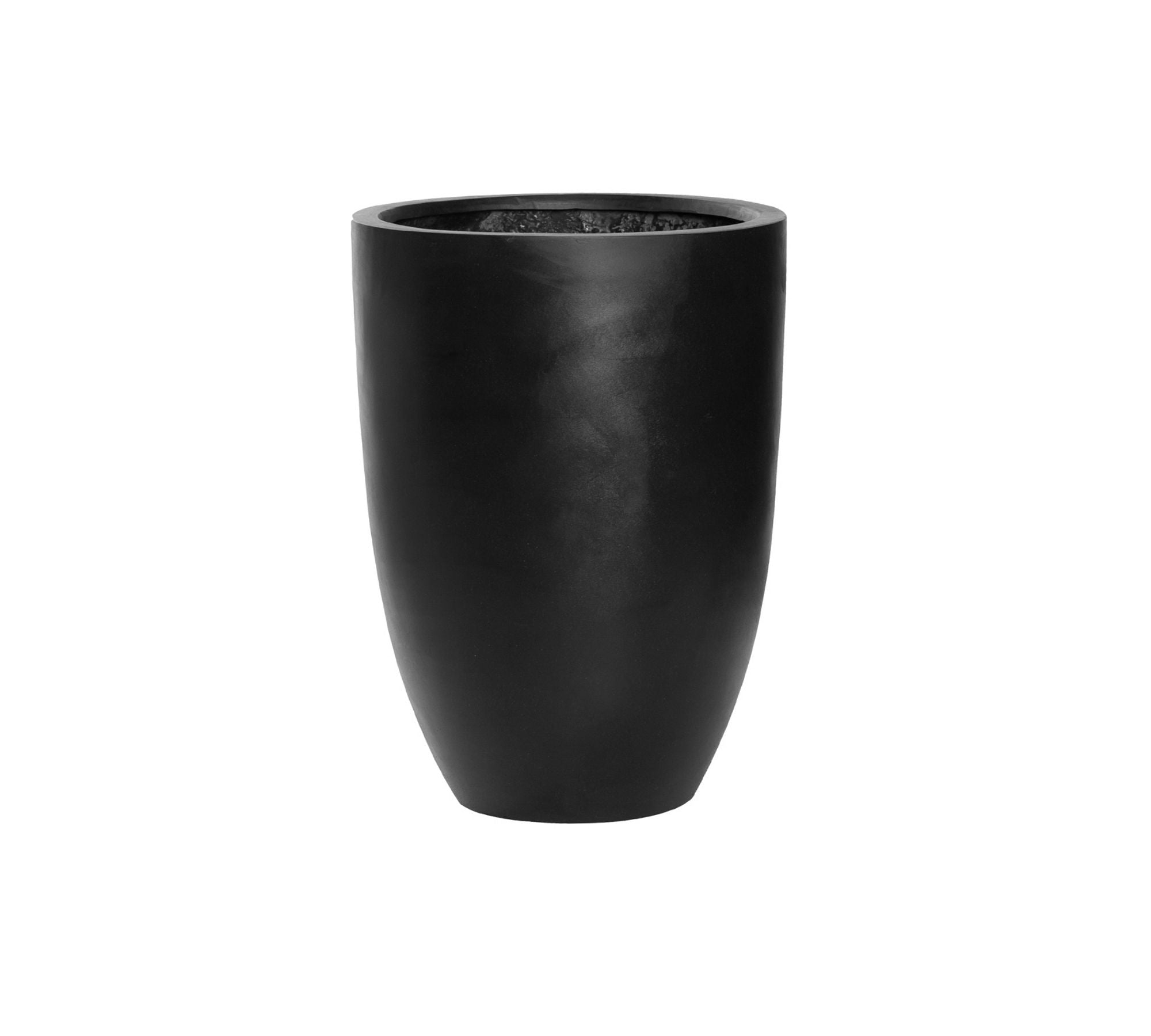 Lightweight Handcrafted Fiberstone Tall Taper Cyl. Indoor/Outdoor Planter, 22 - Black