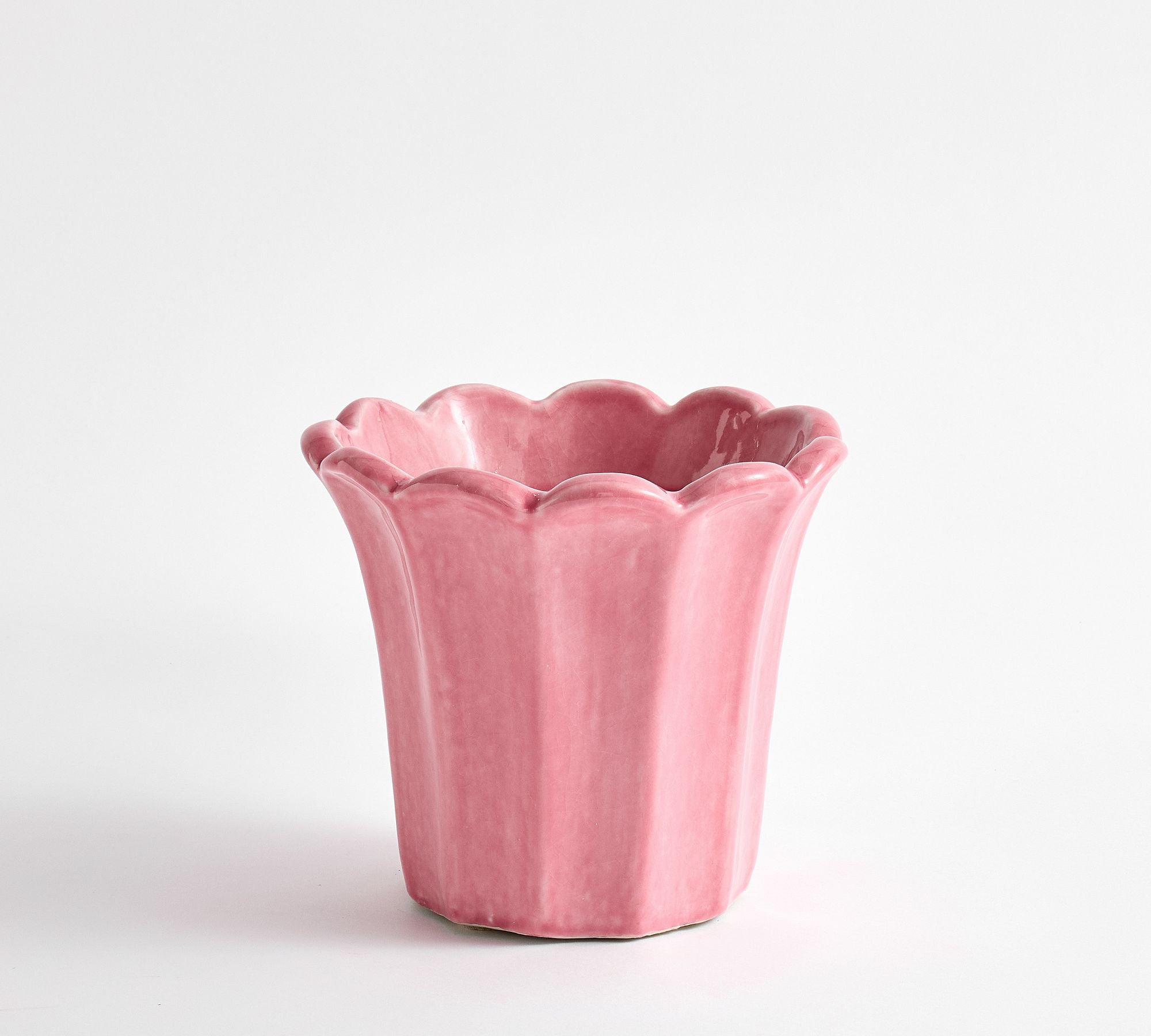 Fluted Tulip Cachepot, Small - Blush