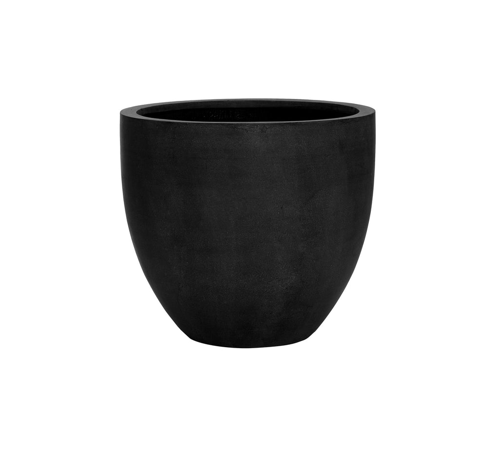 Palma Short Lightweight Handcrafted Fiberstone Indoor/Outdoor Planter, 17" - Black