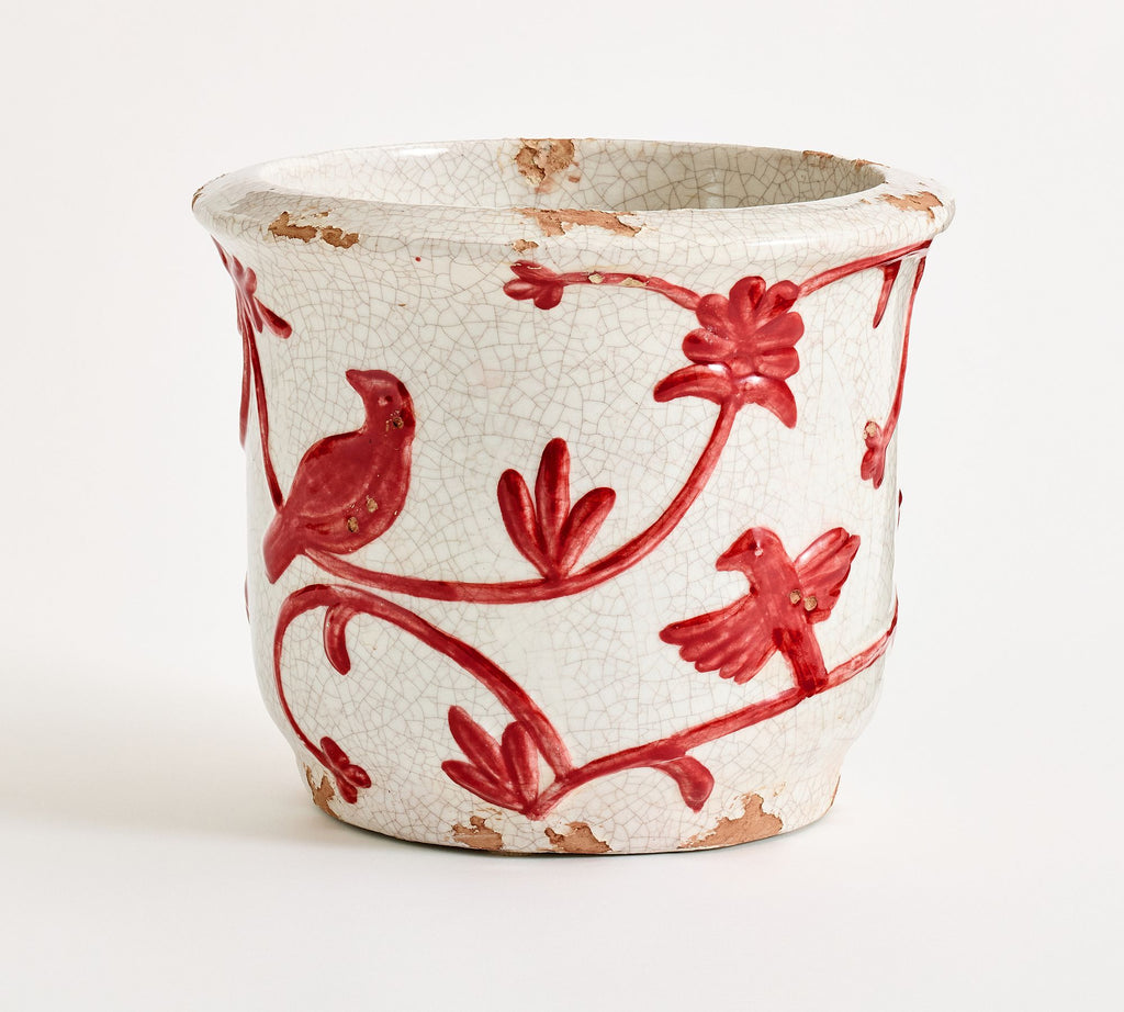 Montrose Cachepot, Large - Red & White