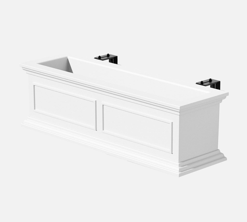 Veda Window Box Planters with Brackets, White