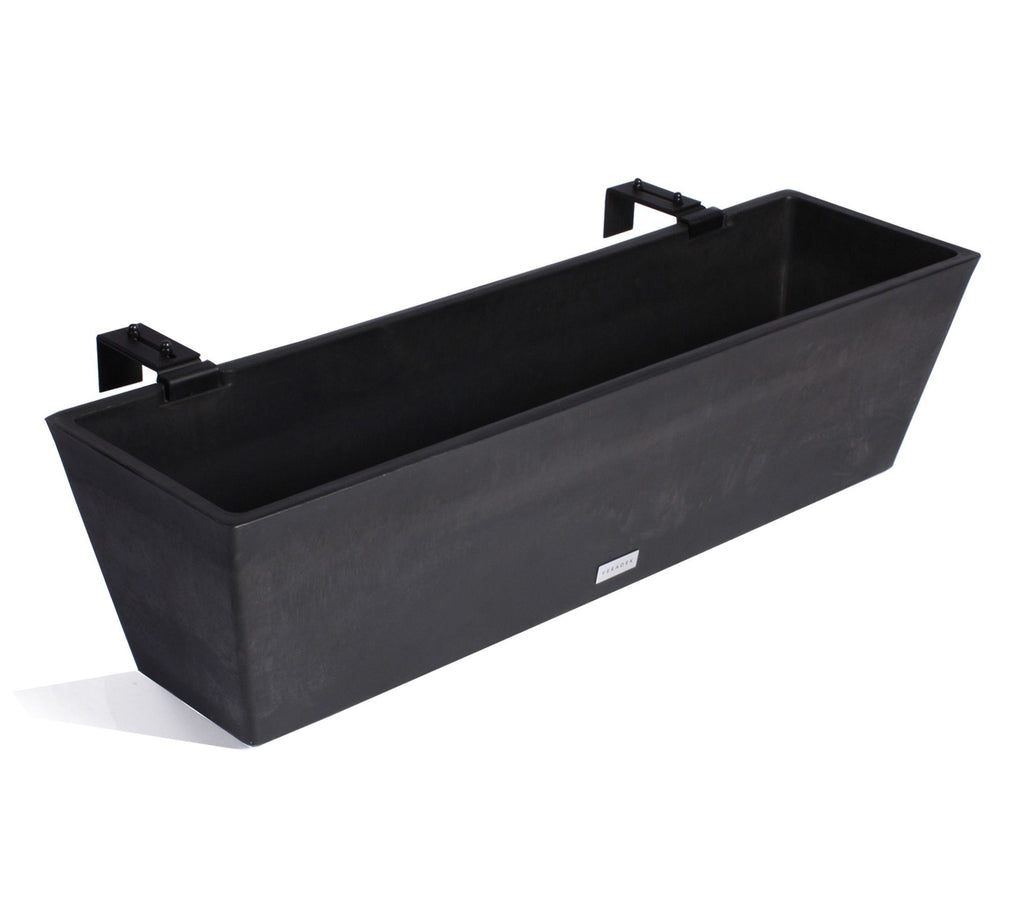 All Weather Eco Hevea Window Box W/Brackets Planter, Black - 36"
